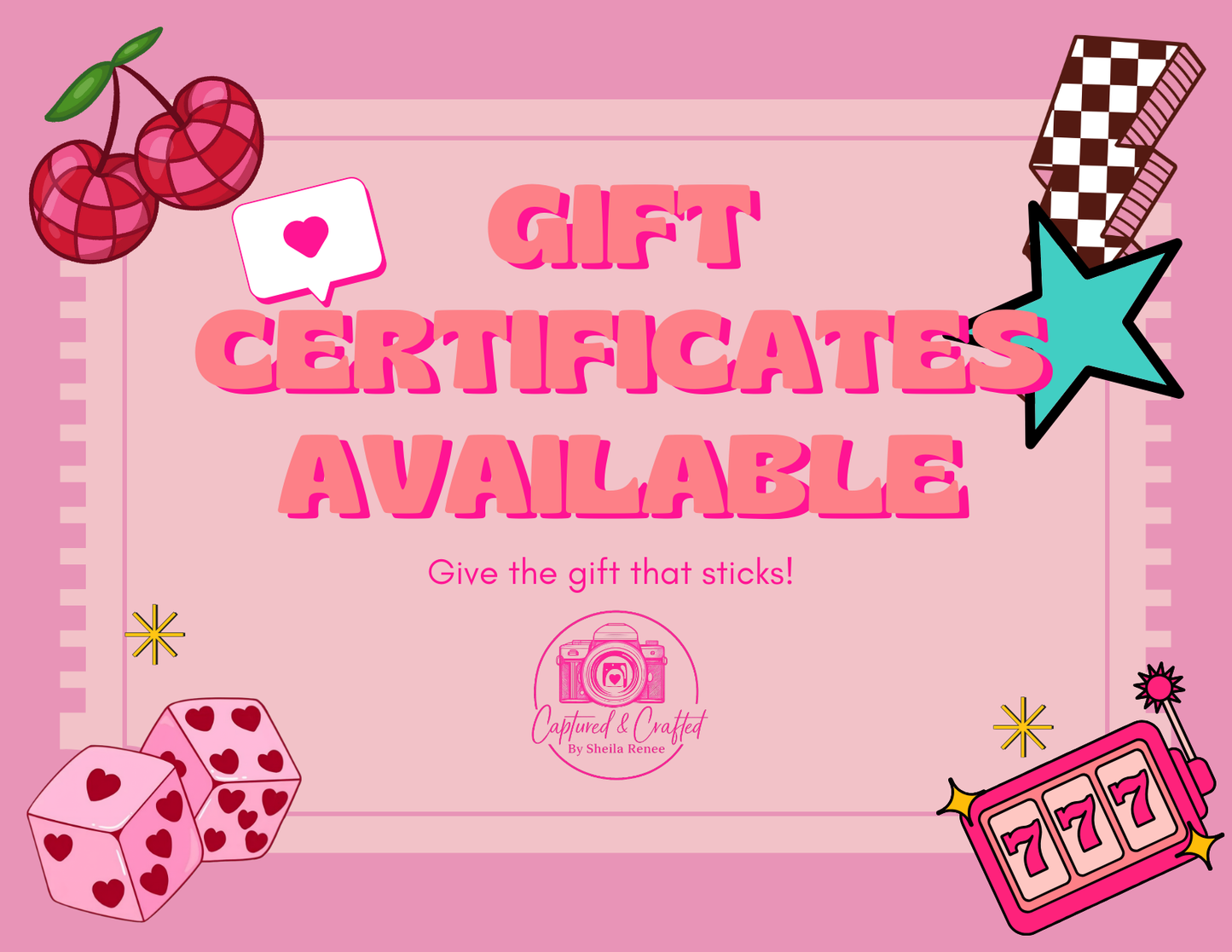 Captured & Crafted by Sheila Renee gift certificate – digital photo gift card for custom magnets and keepsakes