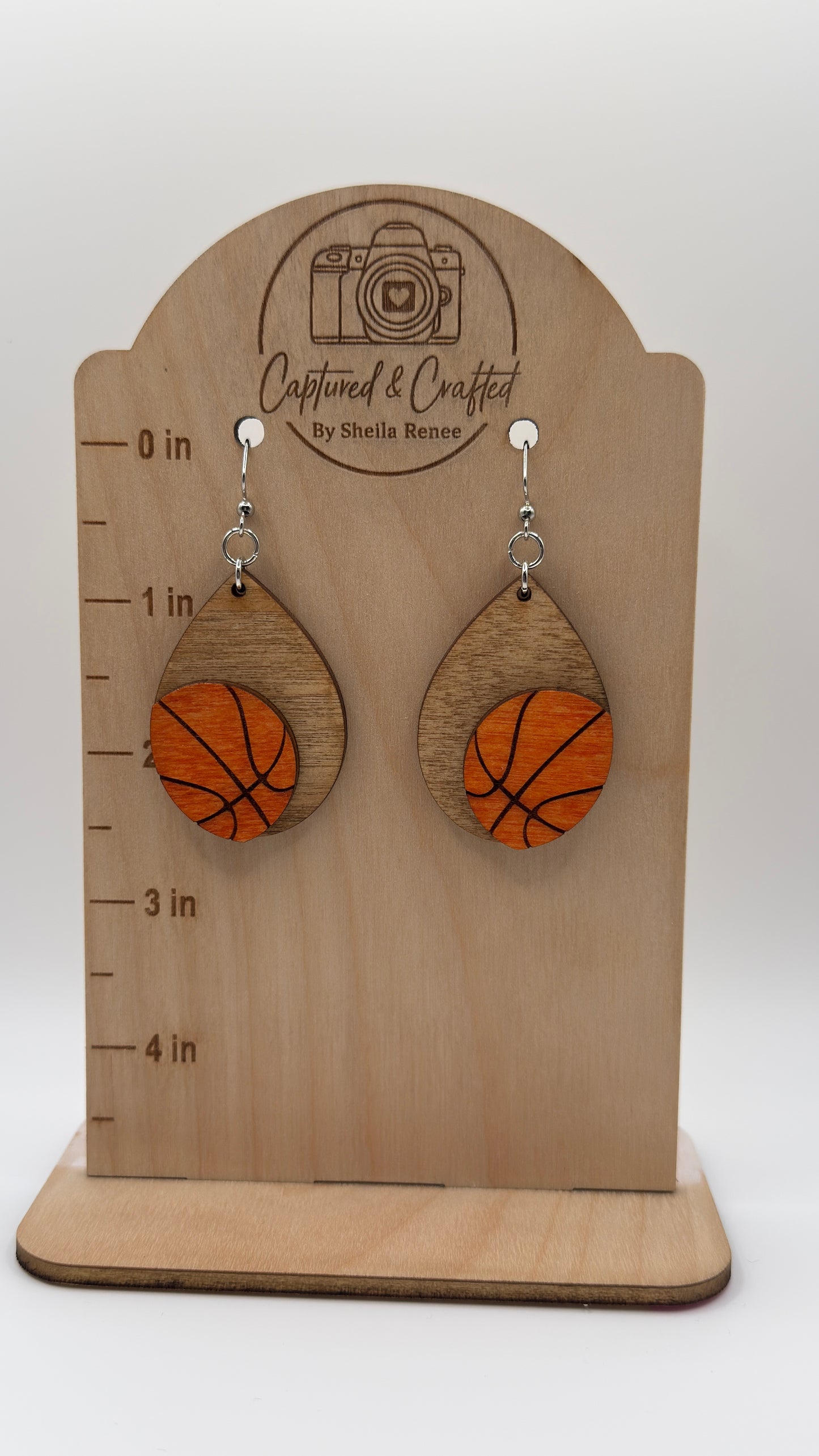 Hand-Painted Basketball Earrings