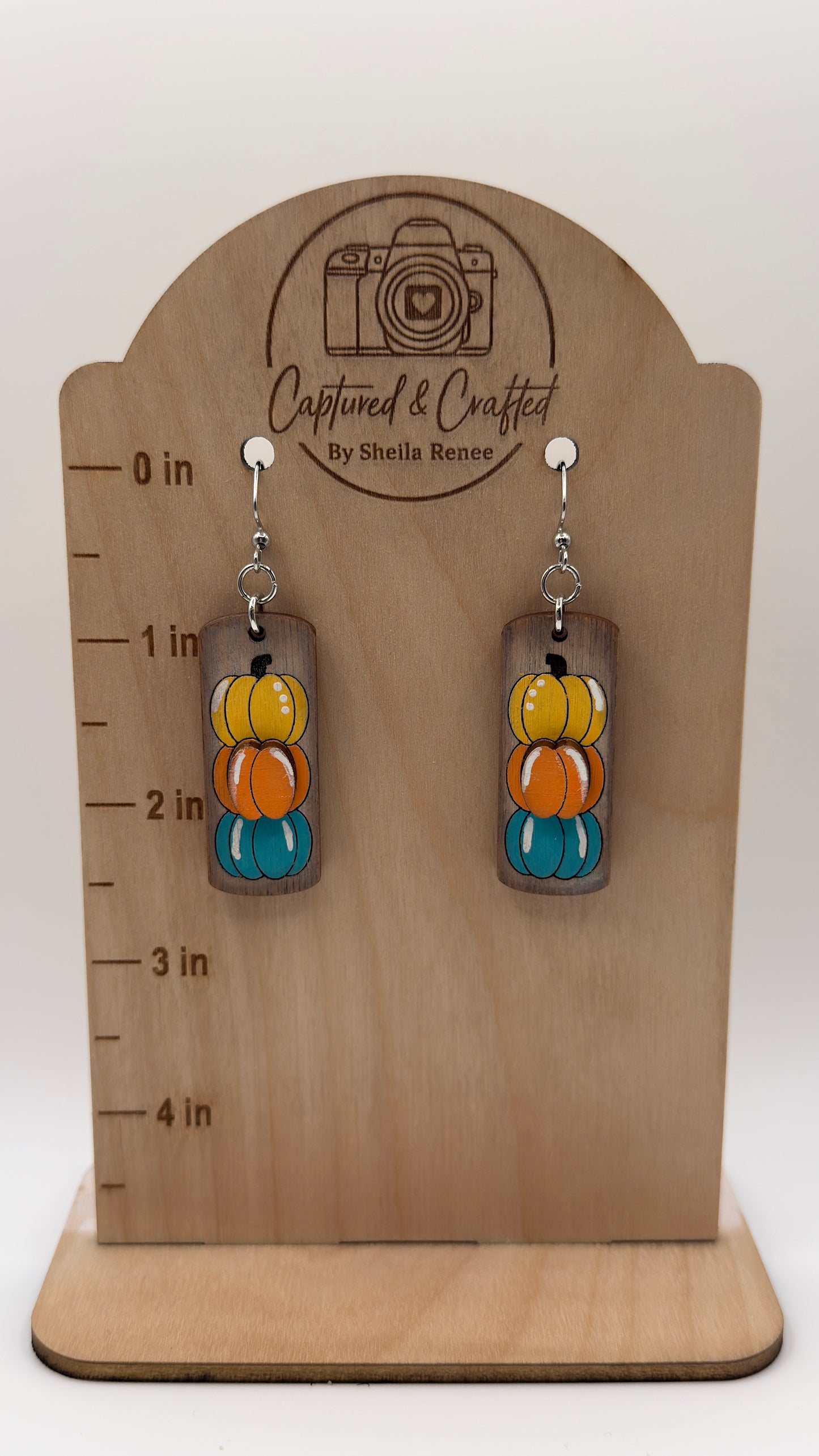 Hand-Painted Stacked Pumpkin Earrings