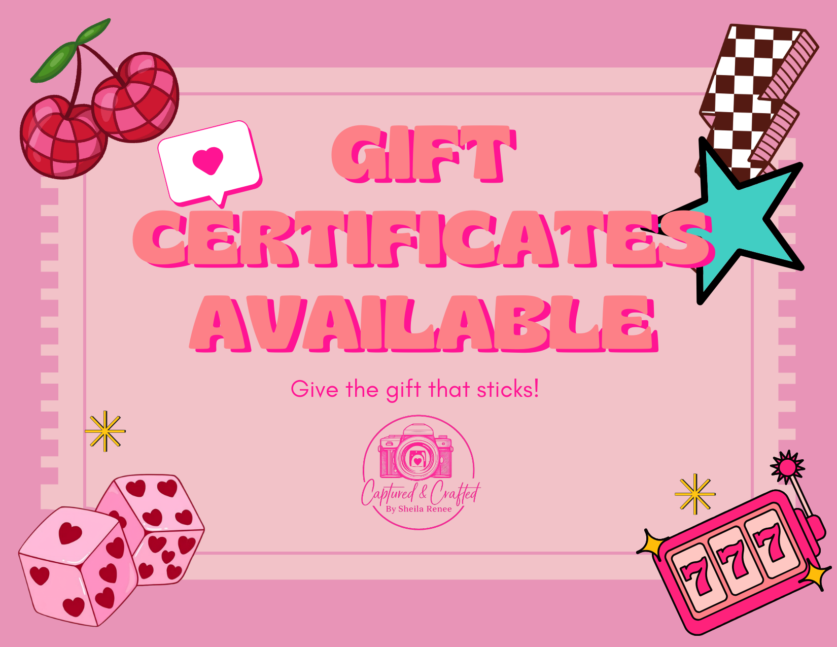 Captured & Crafted by Sheila Renee gift certificate – digital photo gift card for custom magnets and keepsakes