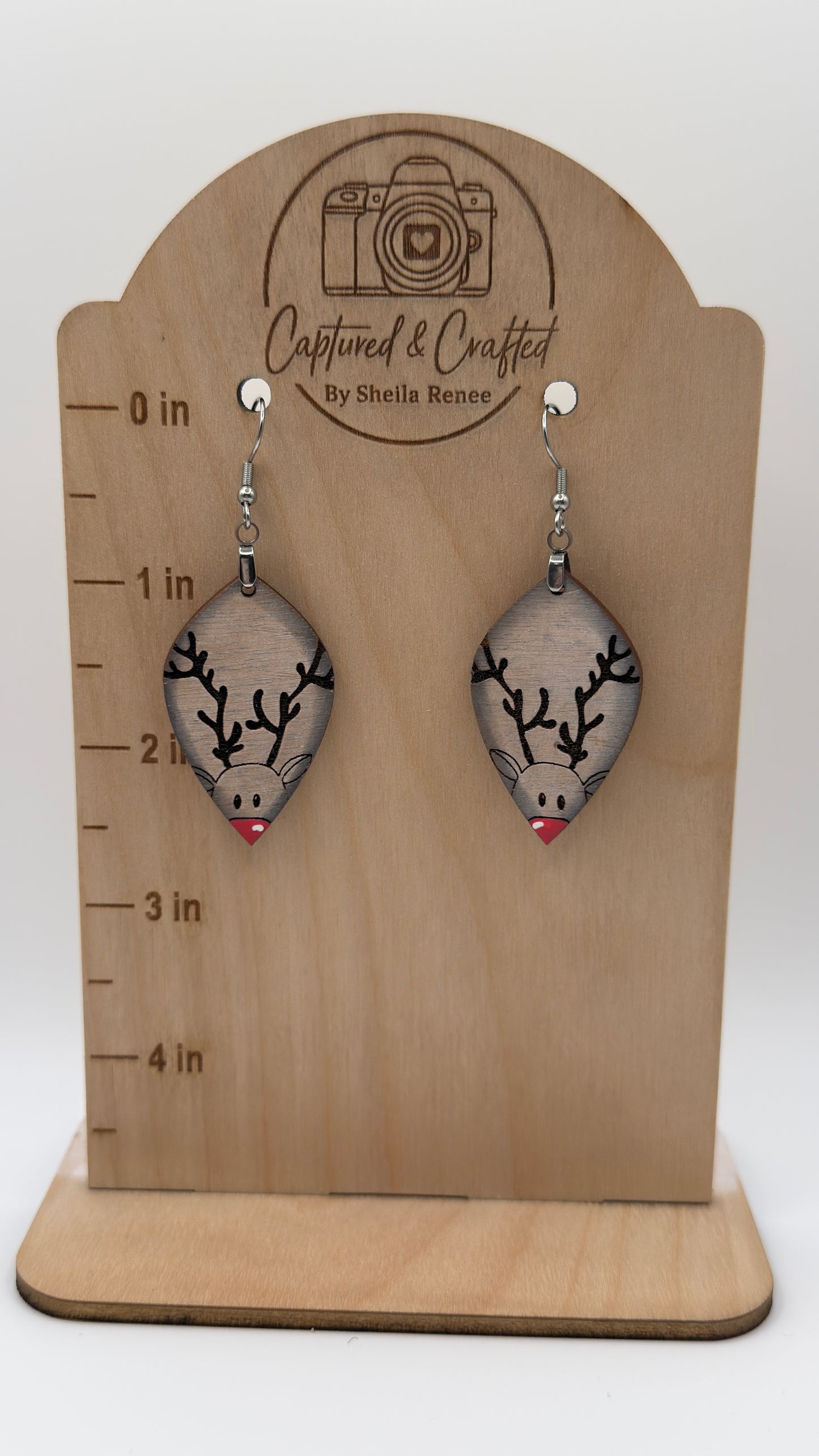 Hand-Painted Reindeer Earrings
