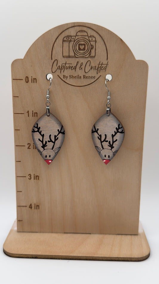 Hand-Painted Reindeer Earrings