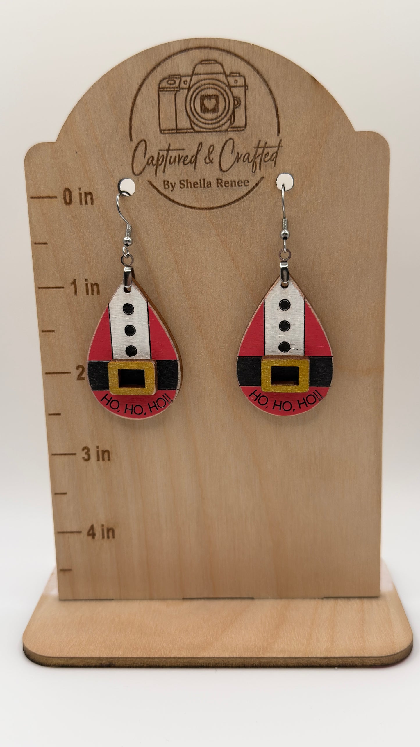 Hand-Painted Santa Suit Earrings